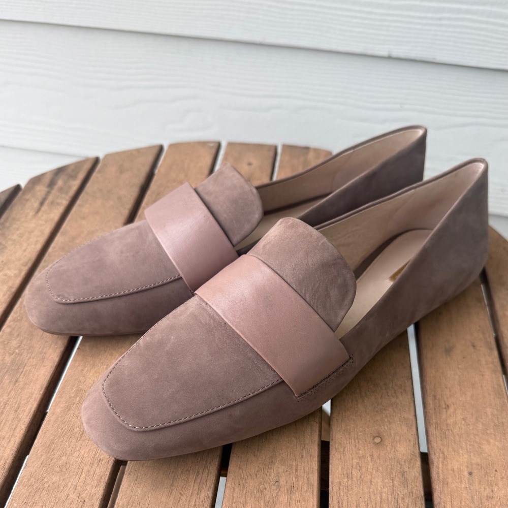 Louise et Cie Barso Suede Loafers Beige Taupe Square Toe Flats 10M Minimalist